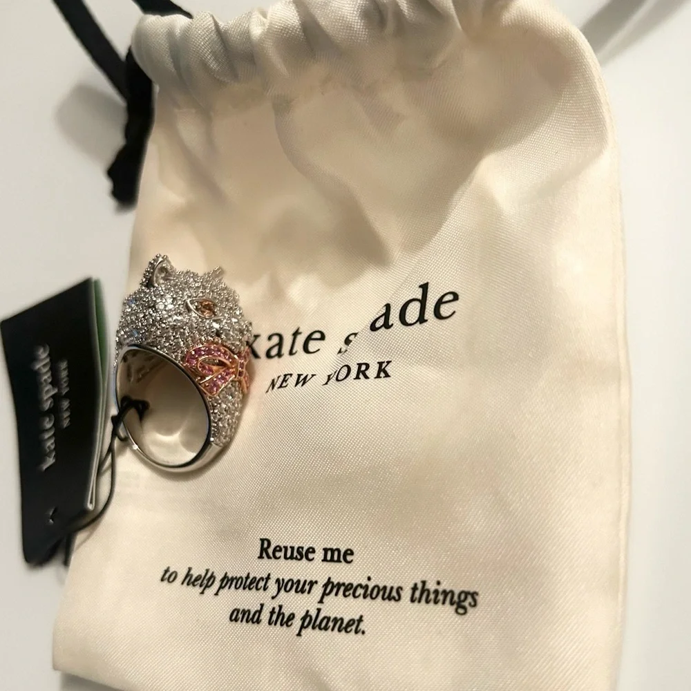 Kate Spade New York Pawlina Cat Ring Size 8 NWT - Picture 5 of 5